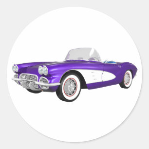 1961 Corvette C1: Purple Finish: Classic Round Sticker