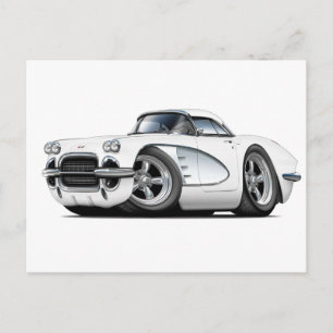 1961 Corvette White Car Postcard
