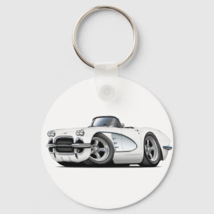 1961 Corvette White Convertible Key Ring