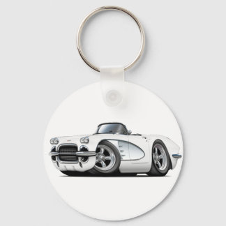 1961 Corvette White Convertible Key Ring