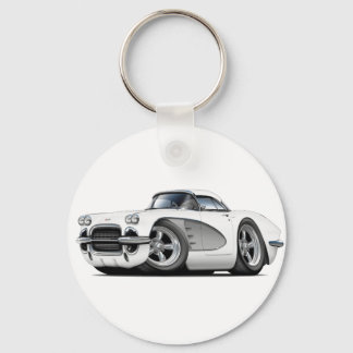 1961 Corvette White-Silver Car Key Ring