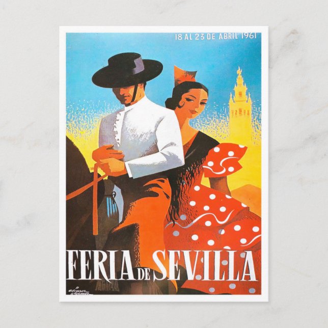 1961 feria de Sevilla vintage travel Postcard (Front)