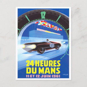 1961 Le Mans 24 hour vintage racing Postcard