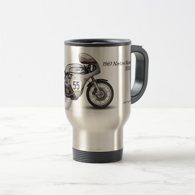 1961 Norton Manx 500cc Motorbike Travel Mug (Front Right)
