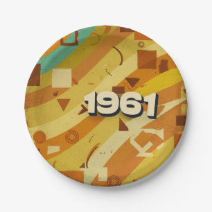 1961 - Retro Vintage 60s Geometric Design - Paper Plate