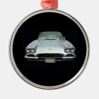 1961 silver 4 headlight corvette metal tree decoration