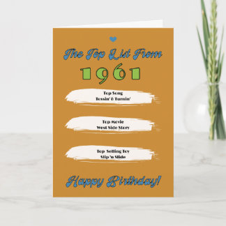 1961 Top List Birthday Card