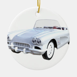1961 White Corvette Ceramic Tree Decoration