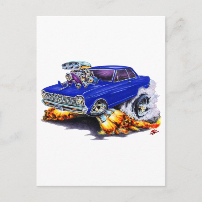 1962-65 Nova Dark Blue Car Postcard (Front)