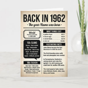 1962 Back in the Day, Fun Facts Birthday Card