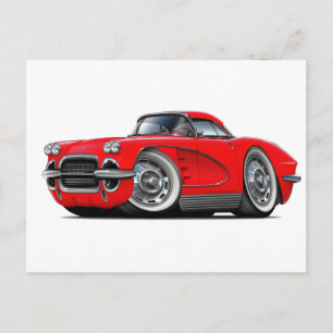 1962 Corvette Red Car Postcard