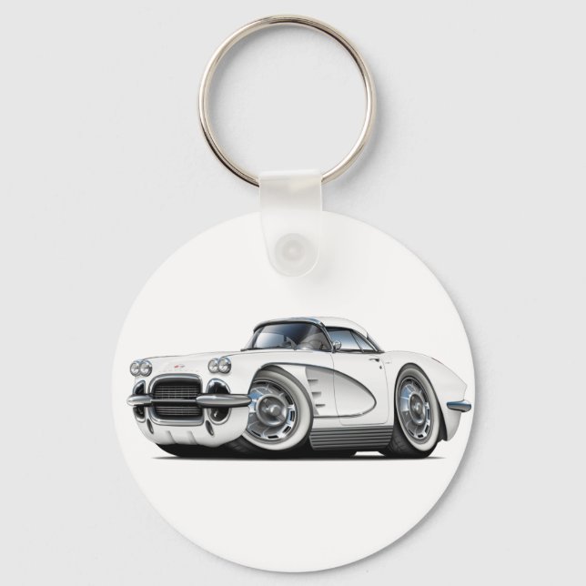 1962 Corvette White Car Key Ring (Front)