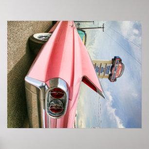 1962 pink cadillac convertible poster