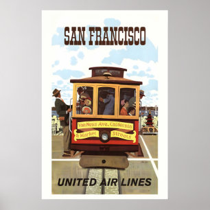 1962 San Francisco Cable Car Vintage Style Travel Poster
