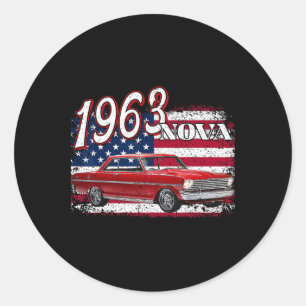 1963 63 Nova 2 4th Of July American Classic Round Sticker
