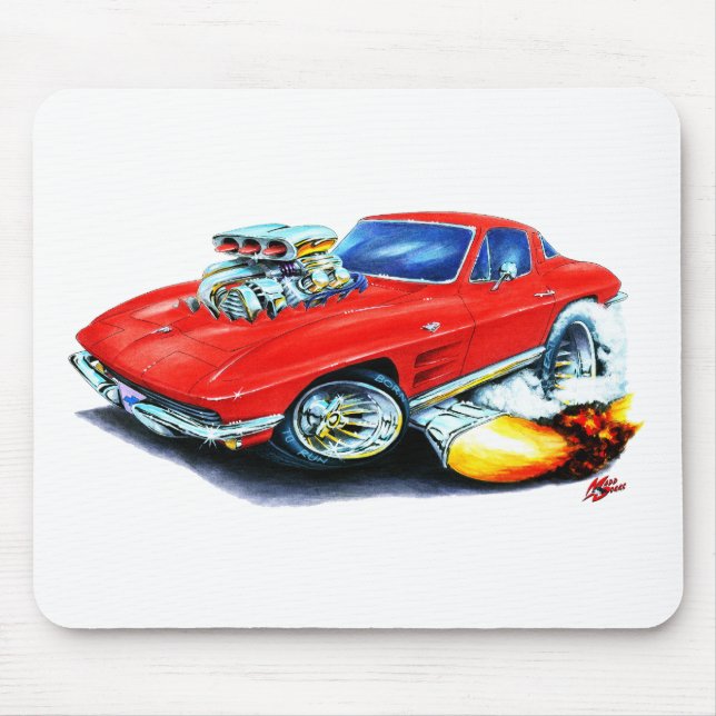 1963-64 Corvette Red Car Mouse Mat (Front)
