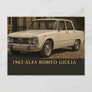 1963 Alfa Romeo Giulia Classic Italian Sports Seda Postcard