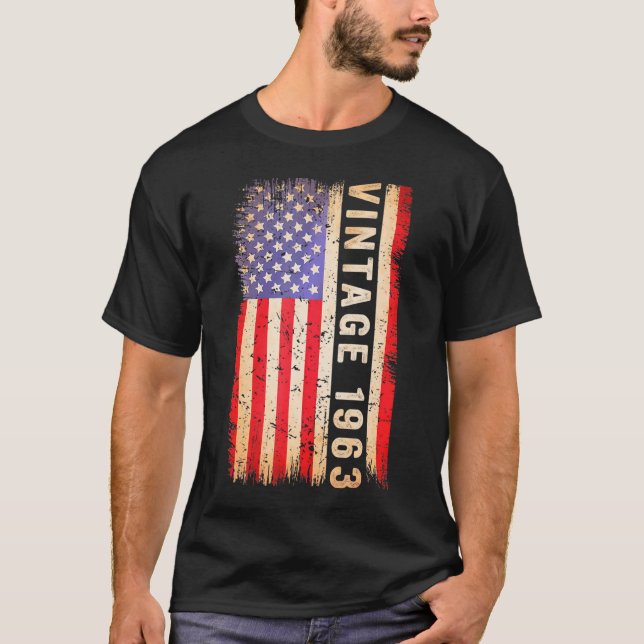 1963 American Flag 60 Year Old 60Th Birthday T-Shirt (Front)