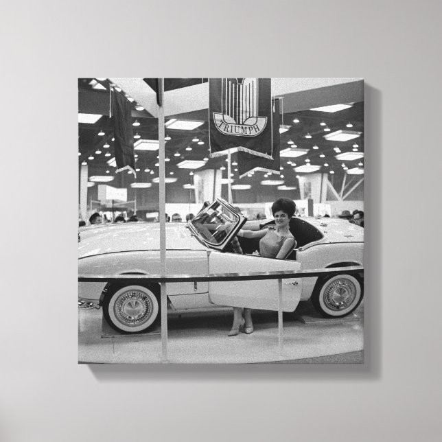1963 Chicago Auto Show Woman Model in Triumph Car Canvas Print (Front)