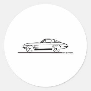 1963 Corvette Sting Ray Split Window Coupe Classic Round Sticker