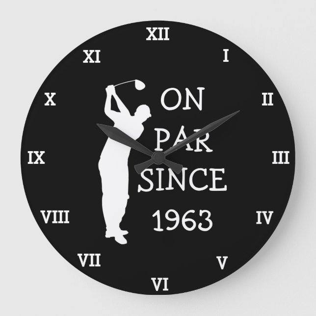 1963 Golfer Birthday 60th funny Seventy Par Large Clock (Front)