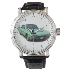 1963 green T bird classic car watch
