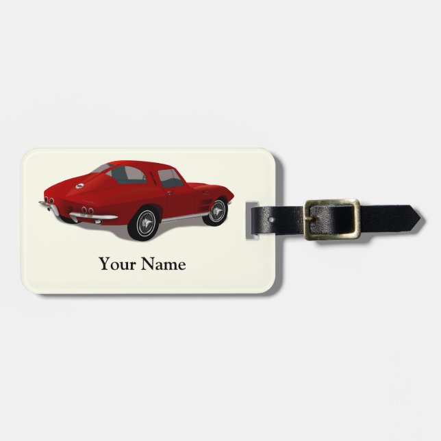 1963 Red Corvette Stingray Luggage Tag (Front Horizontal)
