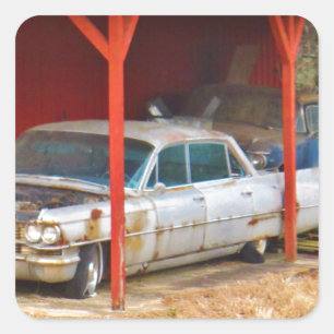 1963 Silver Sadan deville Square Sticker