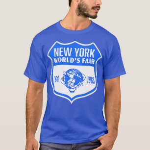 196465 New York Worlds Fair Retro Shield Blue T-Shirt