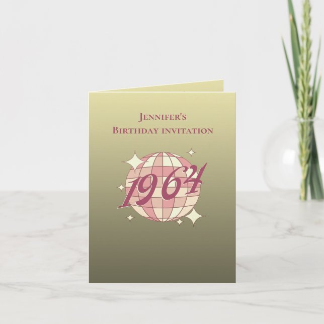1964 60th birthday retro gold pink Invitatio Invitation (Front)
