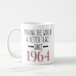 1964 Birthday 60th Years Old Gifts Women Mug<br><div class="desc">60 YEAR OLD GIFTS: This 60th birthday mug for women and men is perfect bday gifts for whom is turning 60 years old if you are looking for 60th birthday gifts for women and men 1964 BIRTHDAY GIFTS FOR WOMEN MEN: Making the world a better place since 1964 mug with...</div>