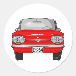 1964 Corvair Front View Classic Round Sticker
