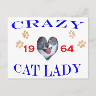 1964 Crazy Cat Lady Postcard