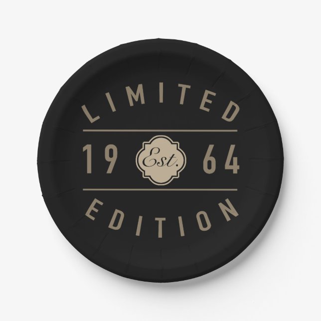1964 Limited Edition 60th Birthday Paper Plate (Front)