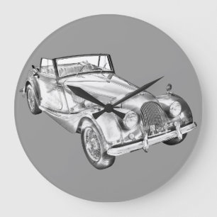 1964 Morgan Plus 4 Sports Car Illustration Large Clock