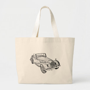 1964 Morgan Plus 4 Sports Car Illustration Large Tote Bag