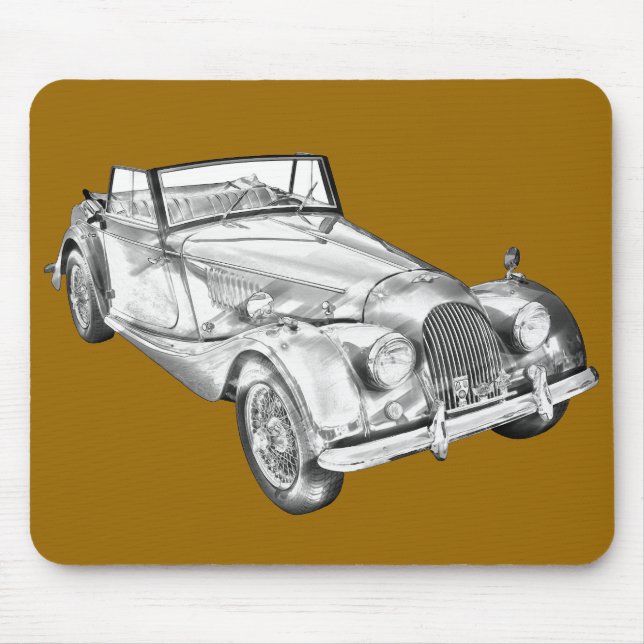 1964 Morgan Plus 4 Sports Car Illustration Mouse Mat (Front)
