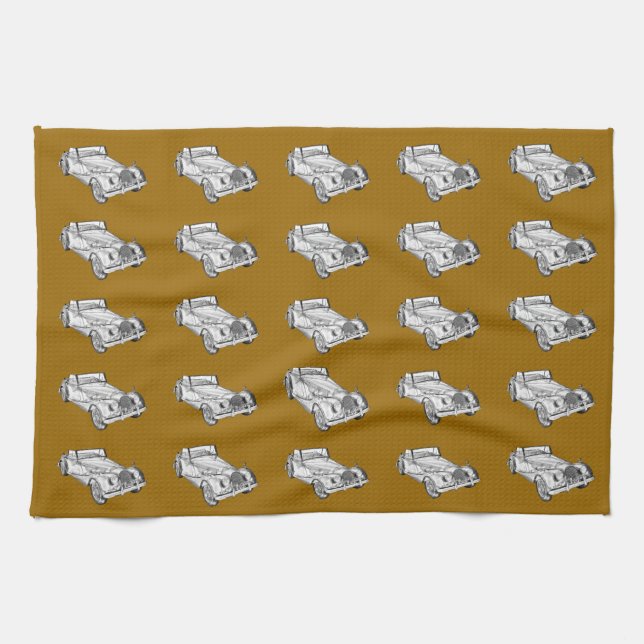 1964 Morgan Plus 4 Sports Car Illustration Tea Towel (Horizontal)