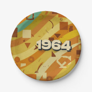 1964 - Retro Vintage 60s Geometric Design - Paper Plate