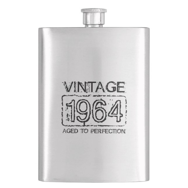 1964 Stainless steel flask | Vintage Birthday gift (Front)