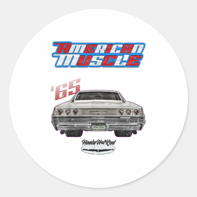 1965,65,HotRod,Impala,Biscayne,Del Ray, Classic Round Sticker (Front)