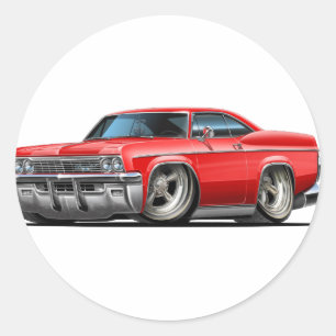 1965-66 Impala Red Car Classic Round Sticker