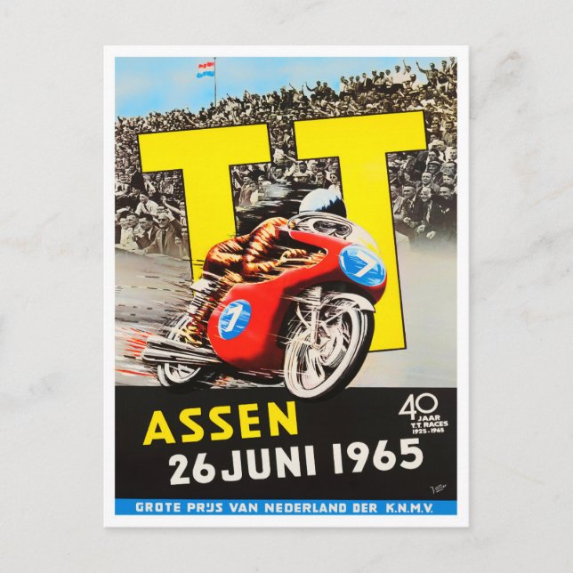 1965 Assen TT motorcycle Grand Prix Postcard (Front)