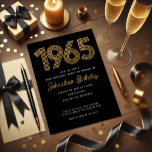 1965 Black Faux Gold 60th Birthday Invitation<br><div class="desc">1965 Black Faux Gold 50th Birthday Invitation Celebrate turning 60 in style with this 1965 Black Faux Gold Birthday Invitation! Designed with a sleek black background and elegant faux gold accents, this invitation delivers timeless sophistication with a touch of vintage flair. It’s the perfect way to honour a milestone year...</div>