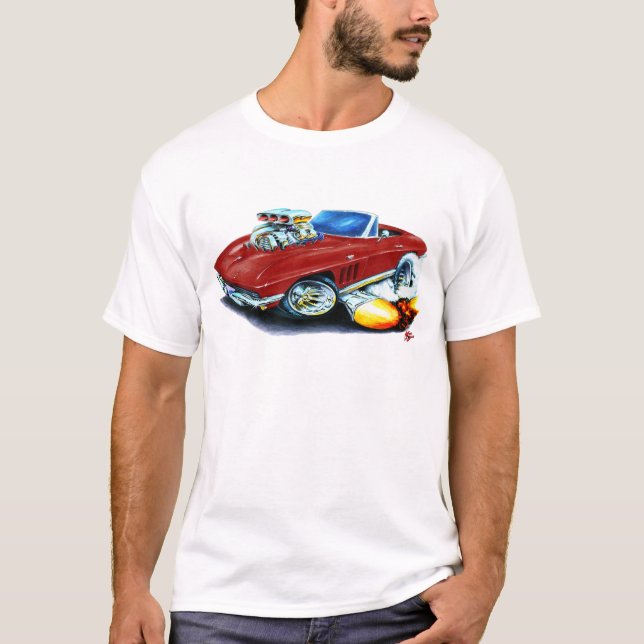 1965 Corvette Maroon Convertible T-Shirt (Front)