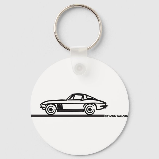 1965 Corvette Stingray Split Blk Key Ring (Front)