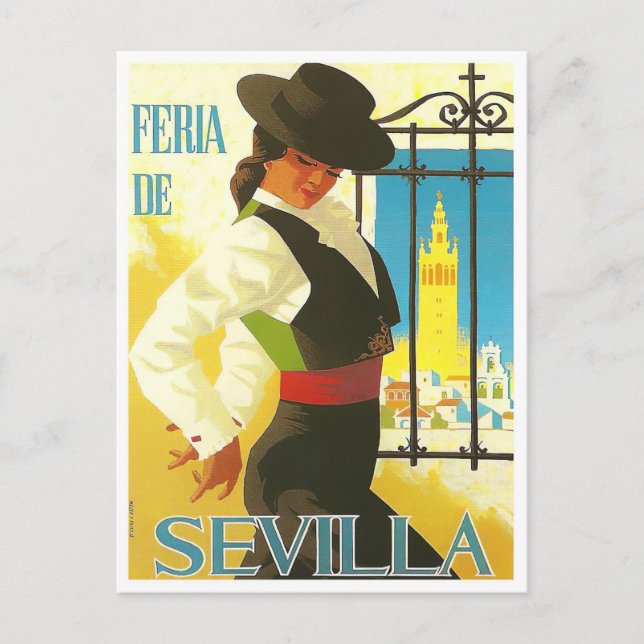 1965 Feria de Sevilla vintage travel Postcard (Front)