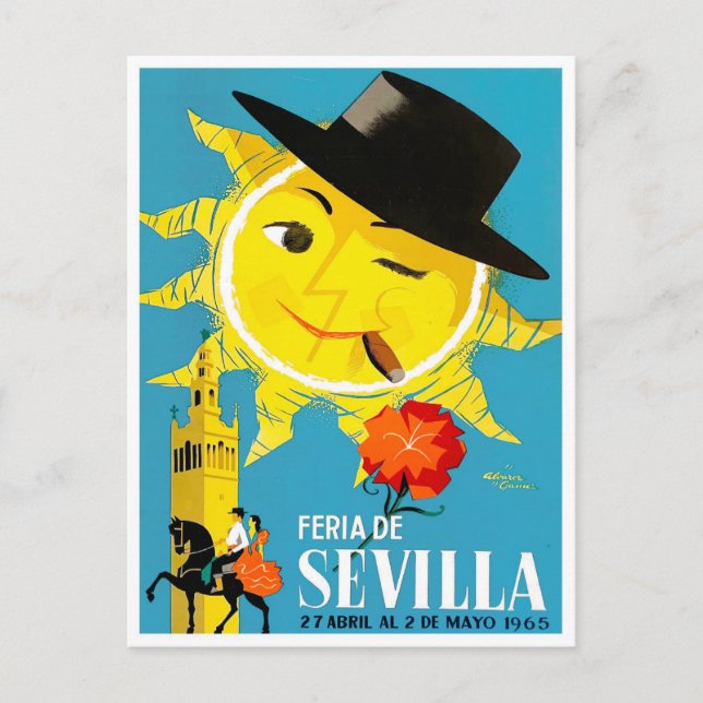 1965 Feria de Sevilla vintage travel Postcard (Front)