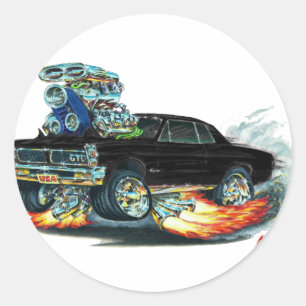 1965 GTO Black Car Classic Round Sticker