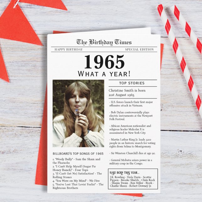 1965 Newspaper Birthday card (Creator Uploaded)